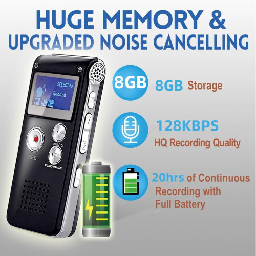 8GB spraakgestuurde recorder met USB-afspeelmogelijkheid 1