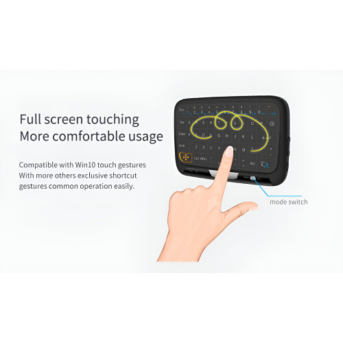 Teclado sem fio H18Mini com touchscreen e mouse aéreo 2