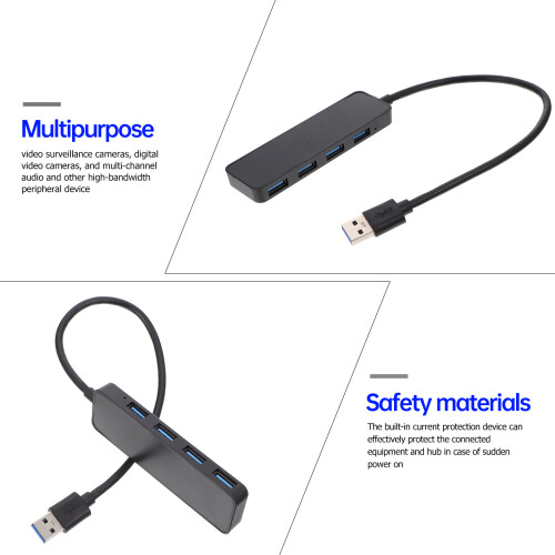 Φορητός διανομέας USB3.0 – Σταθμός σύνδεσης 4 θυρών από μαύρο ABS 2