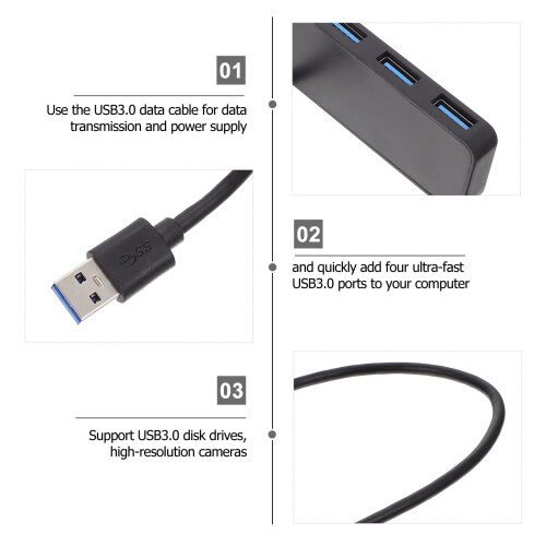 Draagbare USB 3.0-hub met 4 poorten voor laptops 2