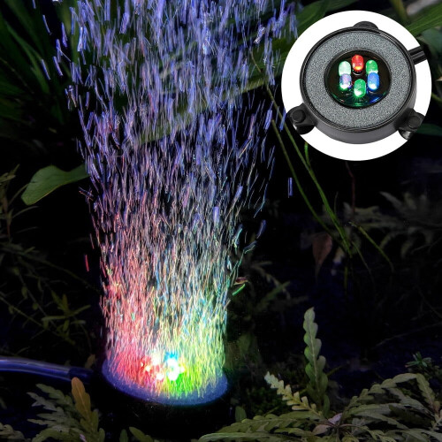 LED-akvariumboblesteinsdisk, rund, automatisk fargeendring 1