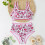 Modern Pattern Tankini Set Stretchy Polyester-green flowers L 5
