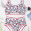 Modern Pattern Tankini Set Stretchy Polyester-green flowers L 6