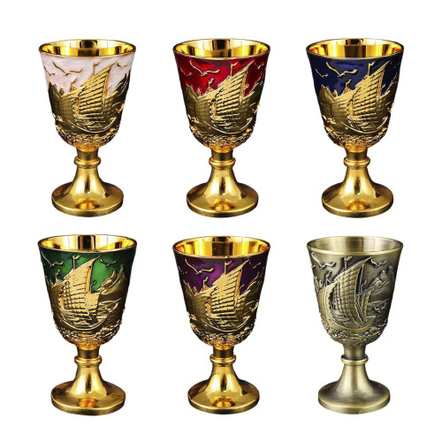2Pcs Modern High Foot Drinkware Items With A-golden green 1