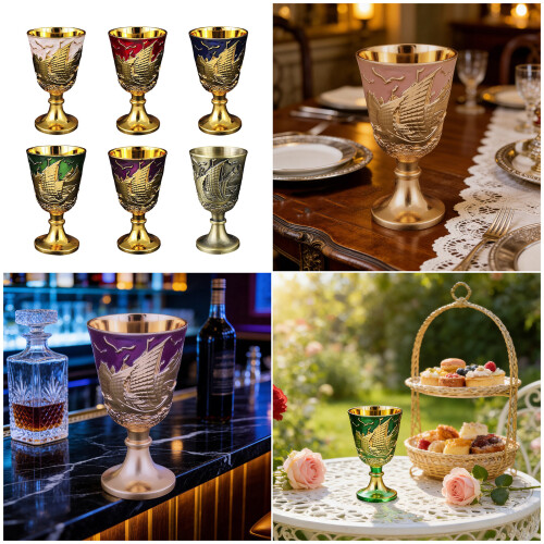 2Pcs Modern High Foot Drinkware Items With A-golden green 2