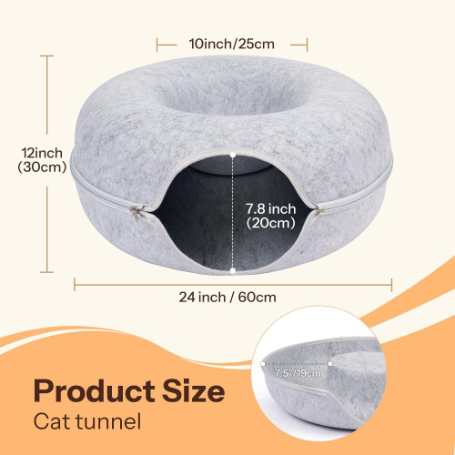 Κρεβάτι Peekaboo Cat Cave – Τούνελ από τσόχα για ντόνατ, 24x24x12 ίντσες 1