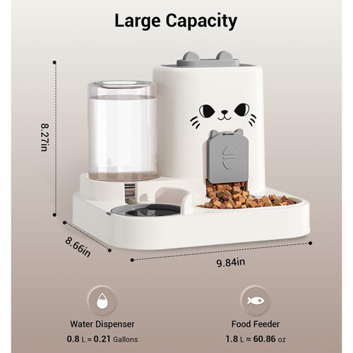 2-i-1 Gravity foderautomat og vanddispenser til katte 1