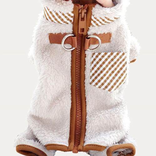 Vintertäcke för hundar med D-ringar, isolerad, beige L 2
