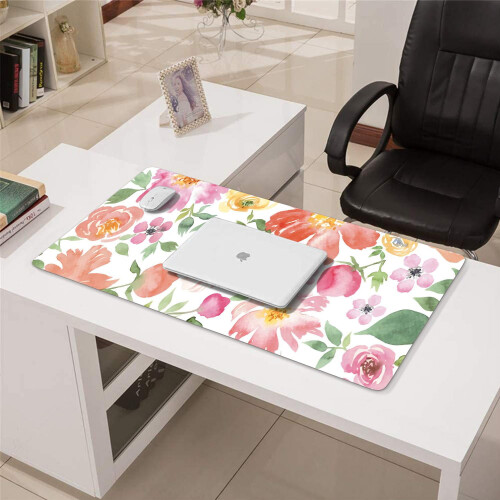 Lyserød blomsterprintet gaming musemåtte 90x40cm 2