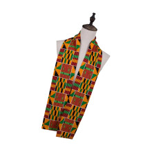 Breathable Cotton Scarf African Kente Print Stole Sash For-21