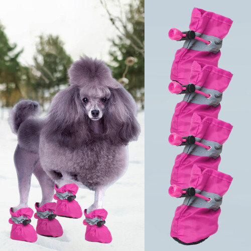 Chaussures imperméables pour chiens avec sangles réfléchissantes pour petits chiens, 2