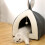Cuccia per gatti con cuscino rimovibile per gatti da interno e 4