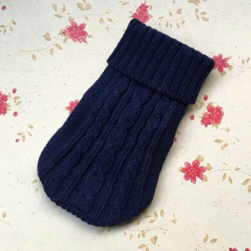 Welpenpullover, marineblau, Rollkragen, Zopfmuster, Fleece 2