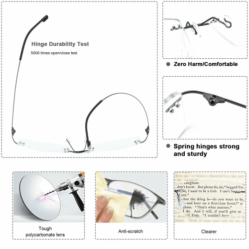 Rechteckige Lesebrille mit Blaulichtfilter +1,00 1
