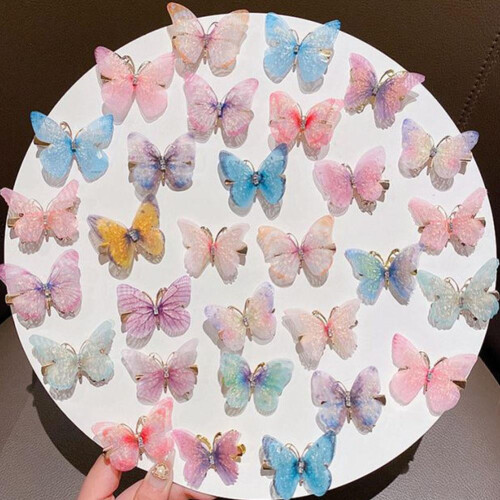 Pinces à cheveux papillon – Alliage, lot de 6 1