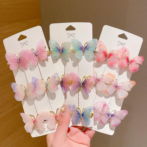 Pinces à cheveux papillon – Alliage, lot de 6 2