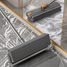 Brosse de sol 2 en 1 avec manche long, poils en V et tĂŞte pivotante