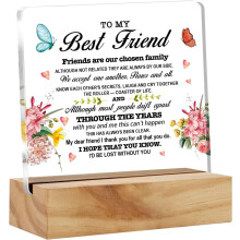 Friendship Acrylic Desk Sign with Wooden Stand4x4in