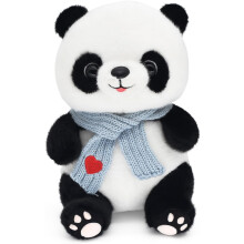 Panda plüss baba szív alakú sállal, kék, 9,8 hüvelykes