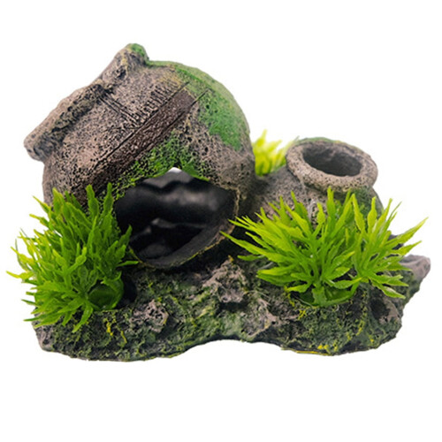 Ornamento artificiale per acquario a forma di vaso rotto (1 pezzo) 2