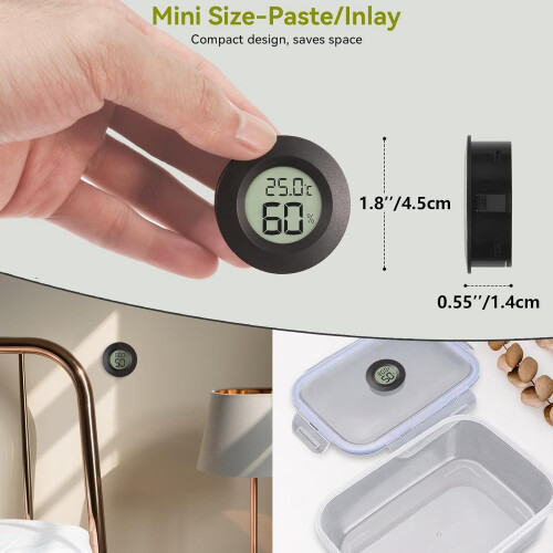 Paquete de 4 mini termómetros-higrómetros digitales 2