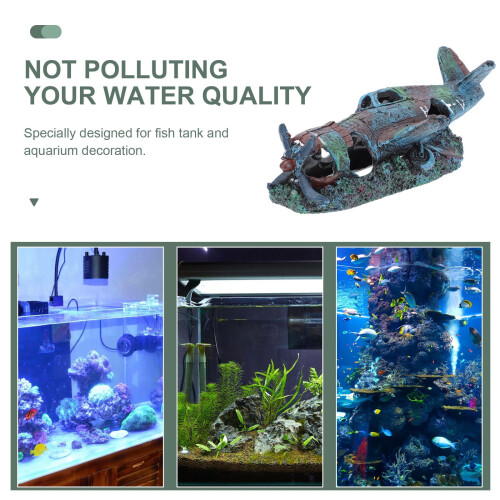 Resin jaktflygplan akvarium ornament 2