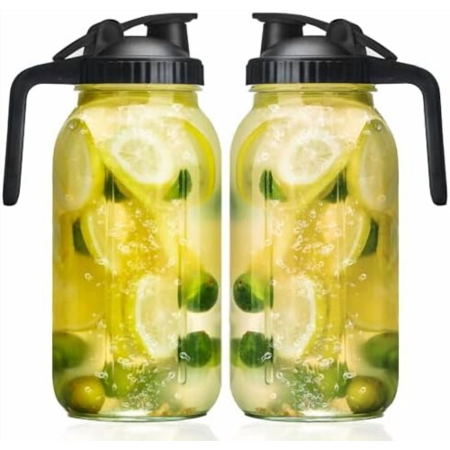 2er-Pack Glas-Einmachglas-Krug, 1,9 Liter, Weithalsverschluss, luftdicht