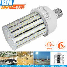 Ampoule LED maĂŻs 80 W 480 V E39 pour entrepĂ´t et parking