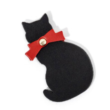 Marque-page en cuir PU en forme de chaton, noir