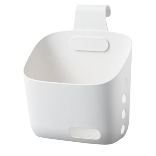 Panier suspendu blanc pour porte ou mur avec trous de drainage