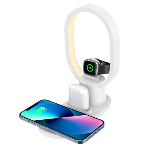 Lampada da comodino 4 in 1 con caricatore wireless e luce notturna 2