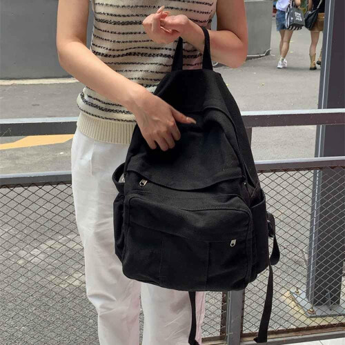 Γυναικείο σακίδιο πλάτης για φορητό υπολογιστή από βαρύ βαμβάκι και καμβά 2