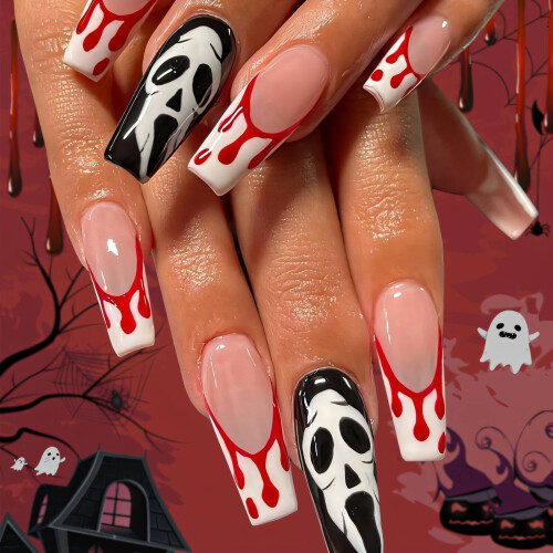 DESIGNICE Press-On Nails: Trapetsformad bloddroppsdesign, 25 1