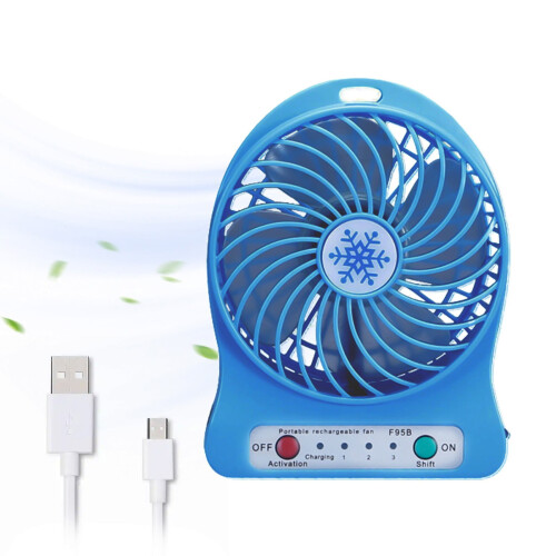 Ventilateur de bureau LED portable avec 3 vitesses et rechargeable par USB 2