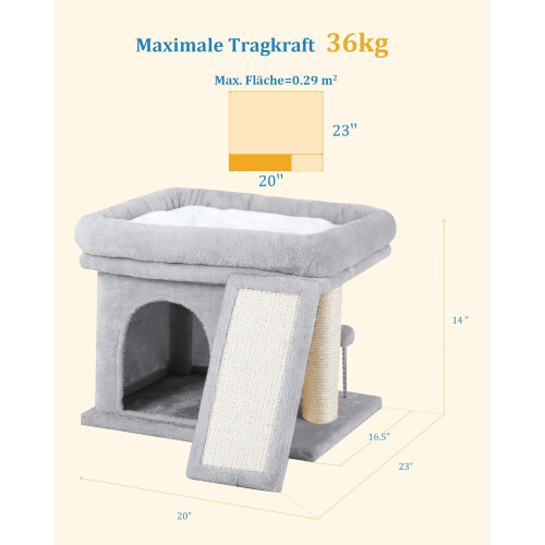 Πύργος για δέντρο γάτας με πάνω κούρνια 20x16,5 ιντσών, πλενόμενο μαξιλάρι, 2