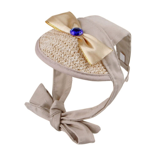 Sun Protective Dog Straw Hat with Adjustable Strap and 2