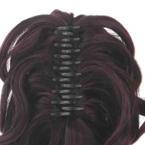 Dark Red Synthetic Ponytail Extension with Flat Claw Clip 1