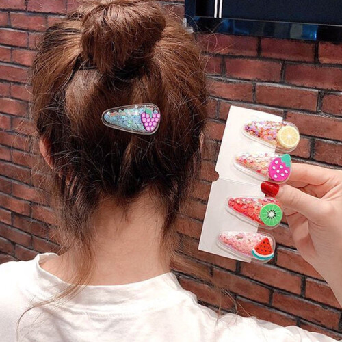Conjunto de 5 Presilhas de Cabelo em Formato de Frutas para Meninas 2