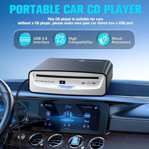 Φορητή συσκευή αναπαραγωγής CD και DVD USB για αυτοκίνητο, υπολογιστή, τηλεόραση 2