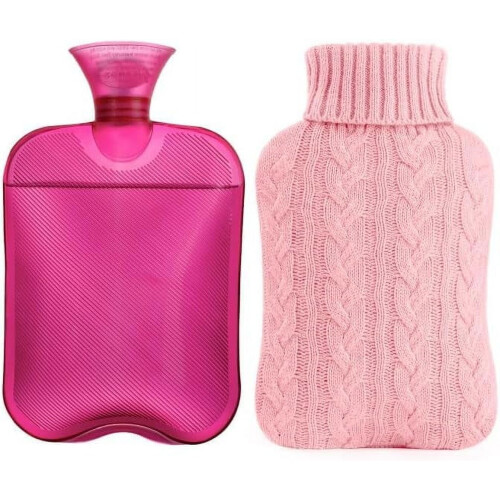 2-Liter-Wärmflasche mit gestricktem Bezug 1