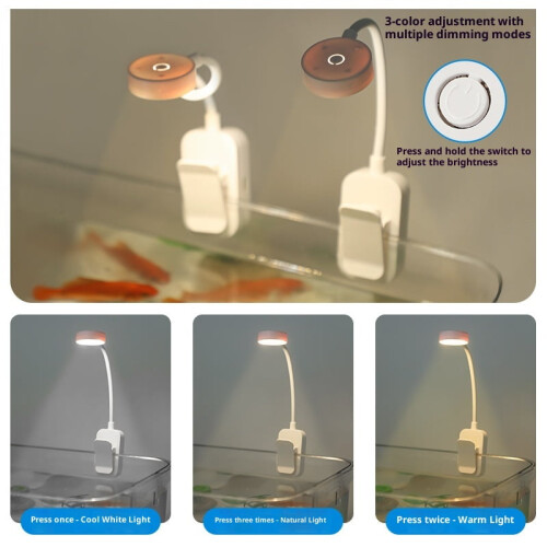 Klippbar akvarielampa, fullspektrum LED, 2-pack 2