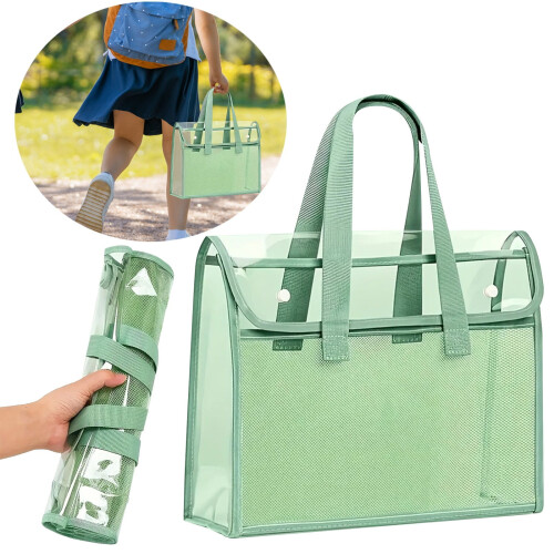 Borsa portadocumenti trasparente in PVC per libri e documenti scolastici. 1