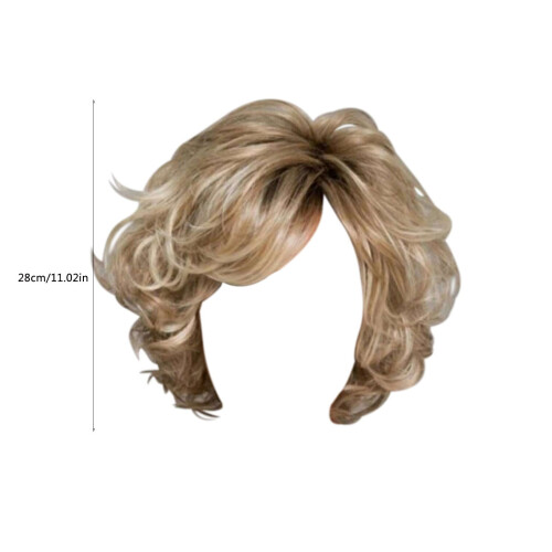 Perruque courte blonde bouclée avec bandeau doré 1