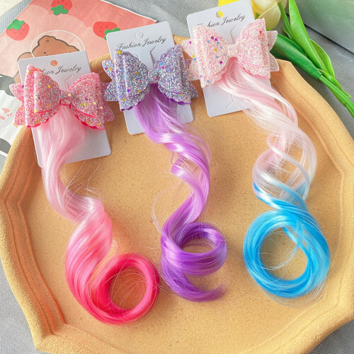 Extension per capelli intrecciate per bambine con clip, 4 pezzi 2