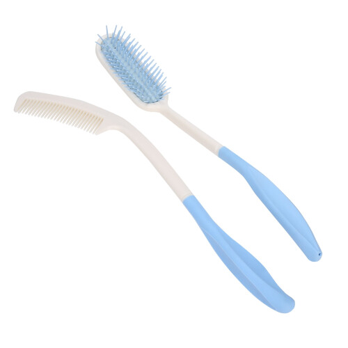 Escova de cabelo com cabo longo e almofada de ar, com base ergonômica de borracha. 2