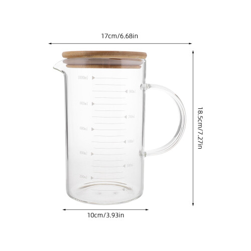 Jarra medidora de vidro com alça e tampa, 1,5L 1