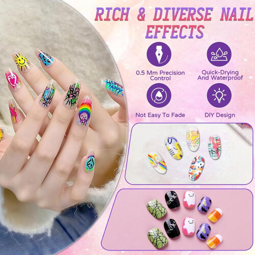 Στυλό Νυχιών Galaxy 12 Χρώματα Μεταλλικό Γκλίτερ 0.5mm 1