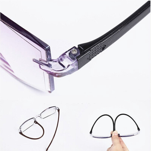 XHY Lesebrille, rechteckig, randlos, Blaulichtfilter 4 2