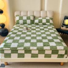 Drap-housse matelassé à carreaux 90 x 200 cm vert