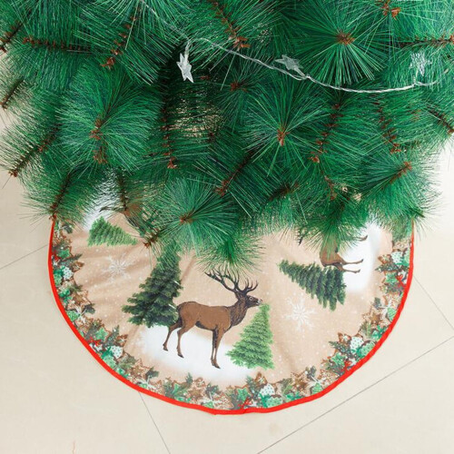 Saia para árvore de Natal de 99 cm (39 polegadas) em flanela com estampa de rena